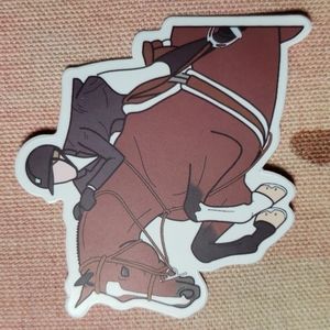 (M) English Horse Rider Sticker English Saddle Sticker Horse Show Brown Horse